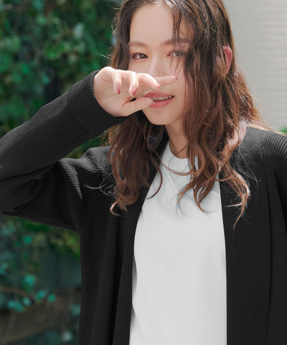 Tiaclasse 【洗える】リブ編み着流しカーディガン 