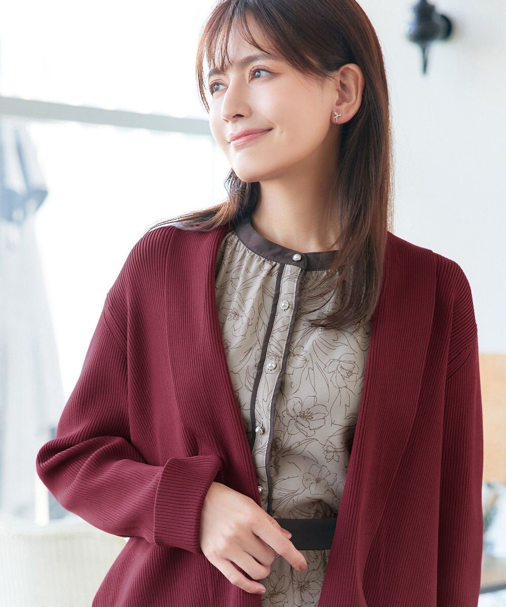 Tiaclasse 【洗える】リブ編み着流しカーディガン 