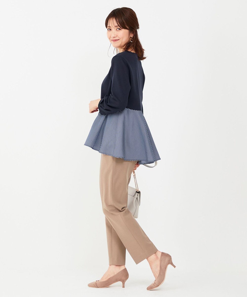 ANY SIS 【洗える】異素材コンビペプラム トップス 