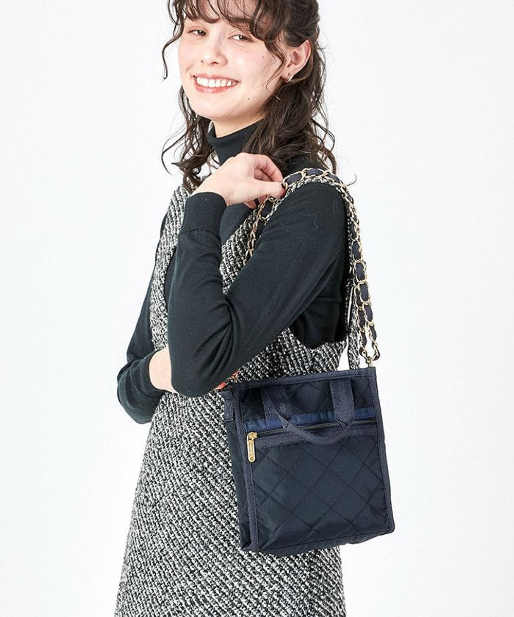 LeSportsac CHAIN MINI N/S TOTE/ディープシーブルーキルト ディープシーブルーキルト