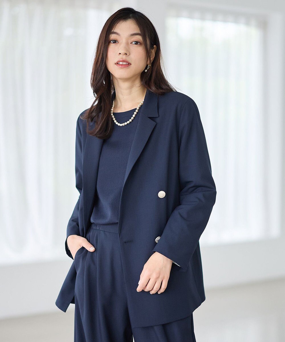 ANY L イージーケアライトストレッチダブルテーラードジャケット 