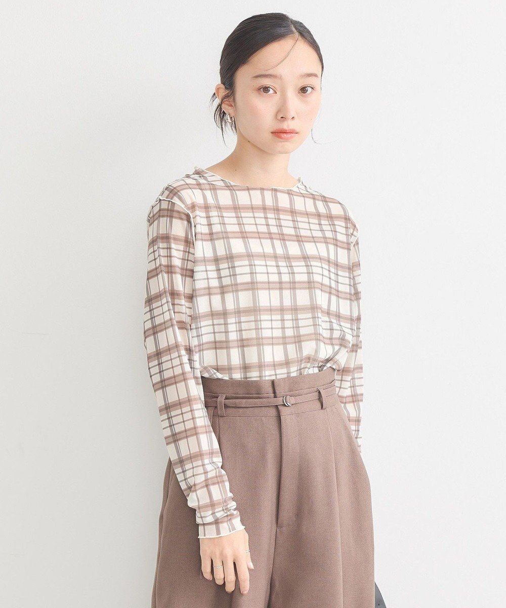 earth music&ecology シアーチェックプルオーバー 