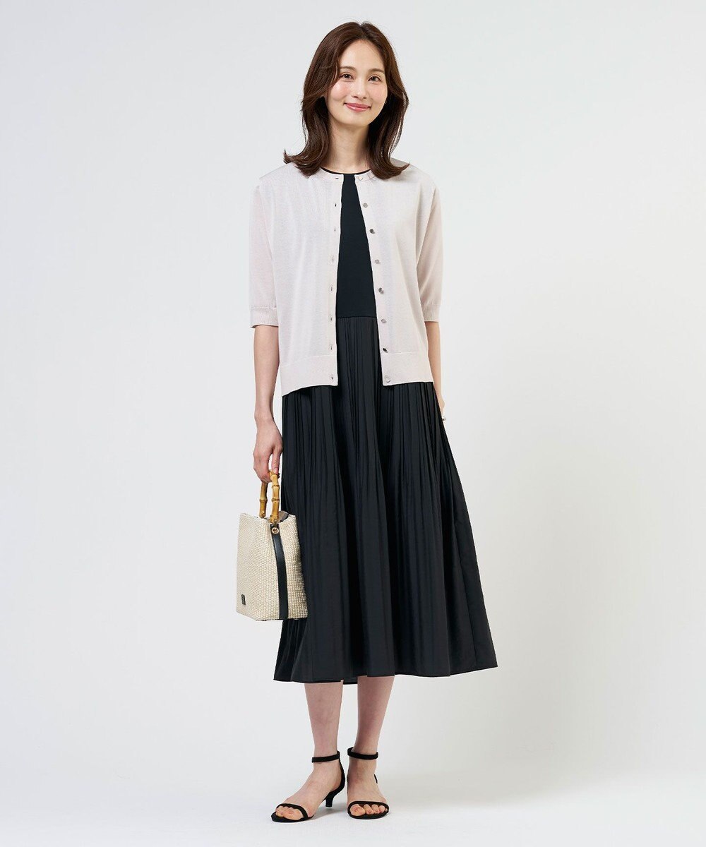 J.PRESS LADIES S 【一枚で着映え】プリーツコンビ ノースリーブ ワンピース 