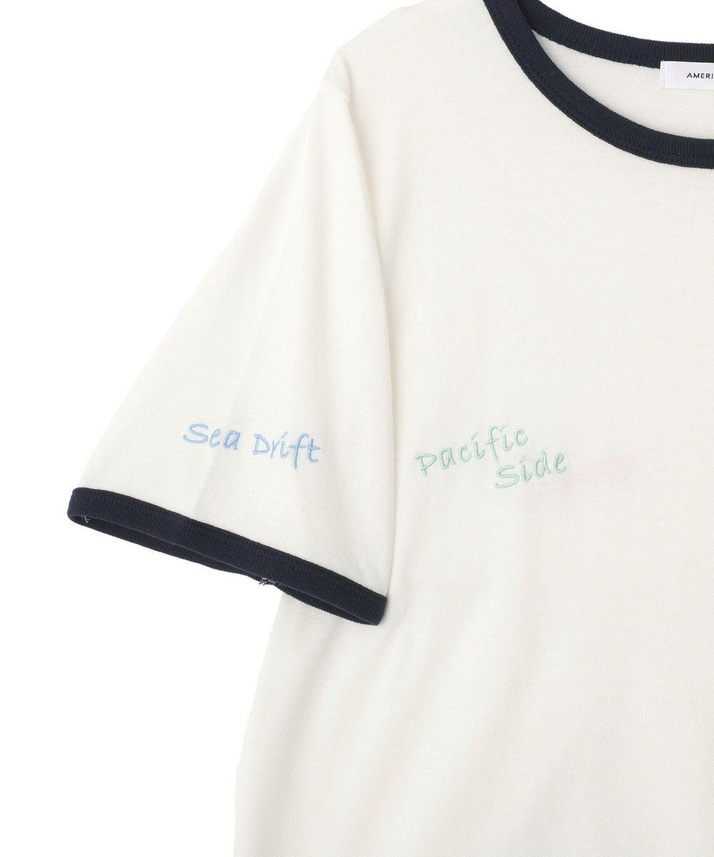 AMERICAN HOLIC ランダムロゴ刺繍リンガーTシャツ 