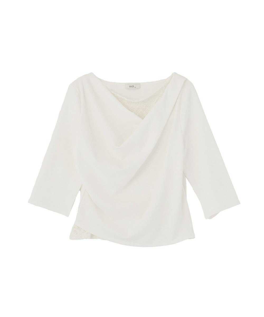 earth music&ecology レースレイヤードドレーププルオーバー 