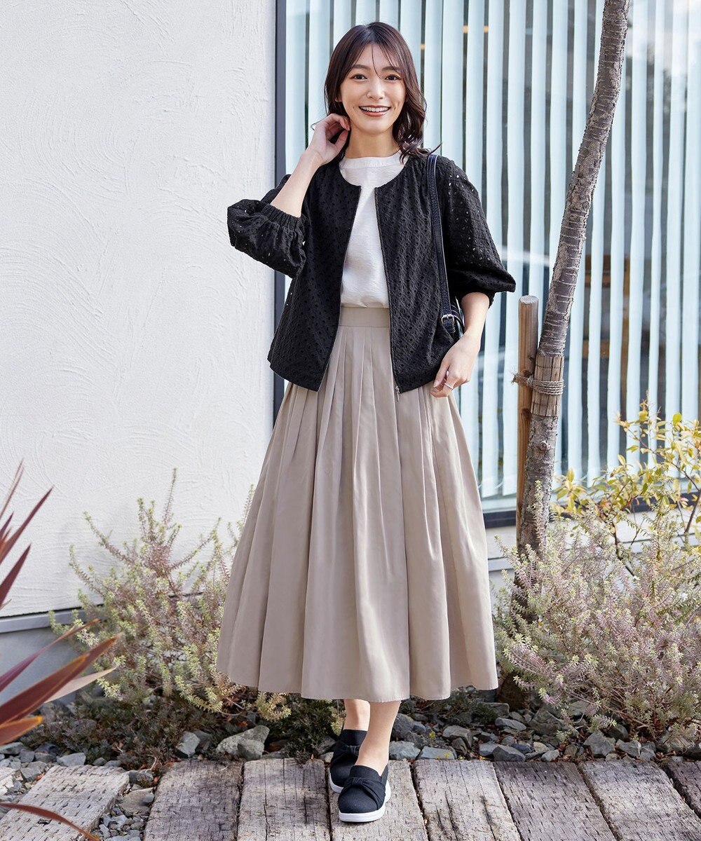 Tiaclasse 【軽撥水・汚れ防止】ランダムタックロングスカート 