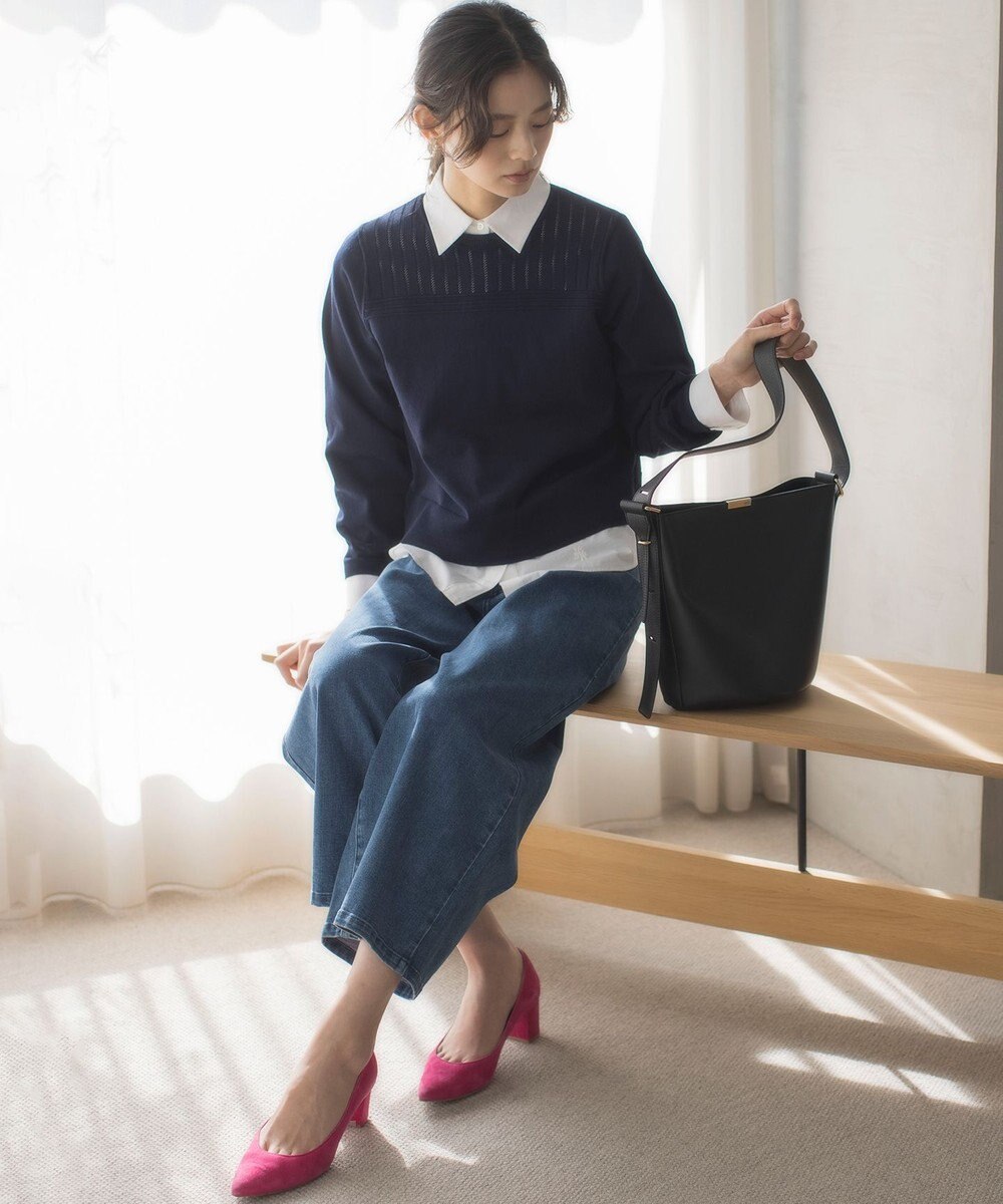 組曲 透かし柄 ニットプルオーバー 