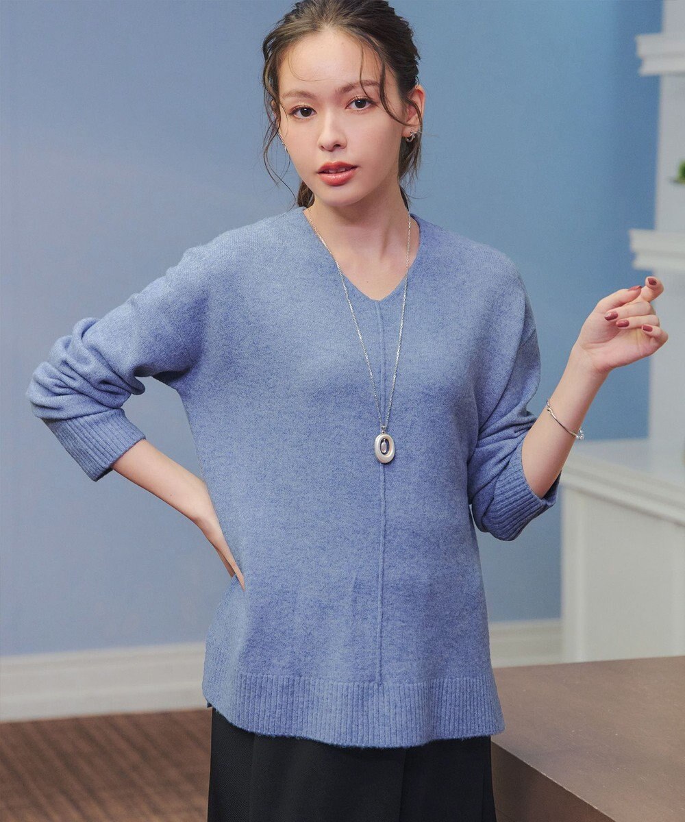 Tiaclasse 【安田美沙子さん着用・洗える】メランジVネックニットプルオーバー 