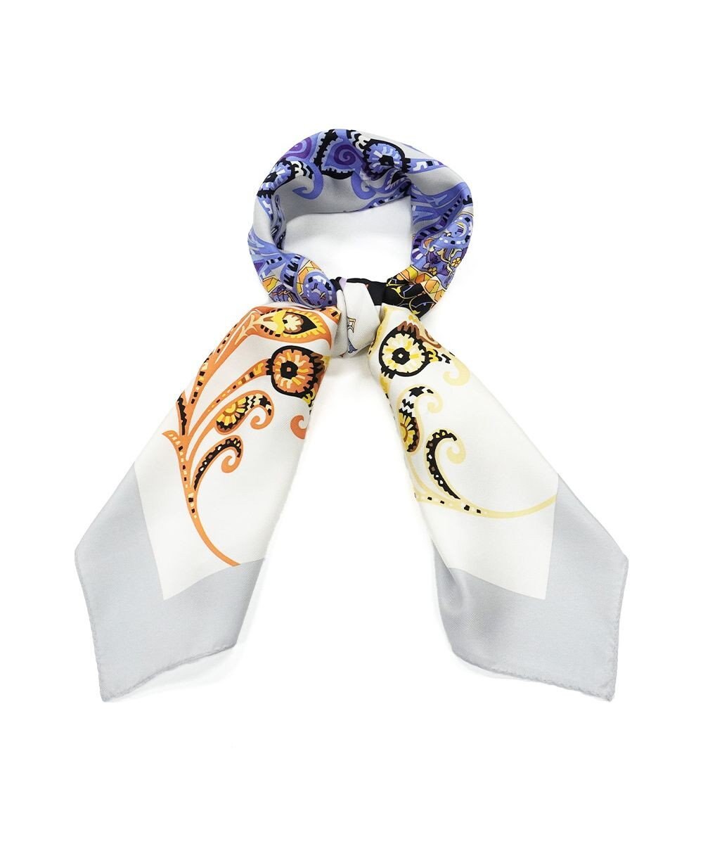 Marca ＜秋の新柄＞【Marcaオリジナル】サークルペイズリー  大判 シルクツイル スカーフ 