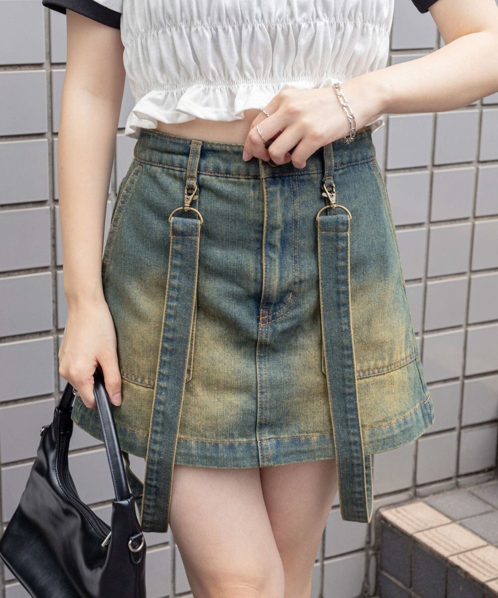 WEGO ヴィンテージウォッシュサス付スカパン 