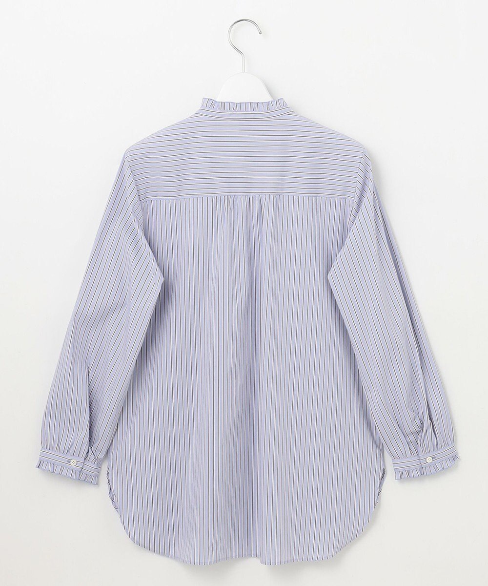 J.PRESS LADIES L 【洗える】BEZ ストライプ フリルネック ブラウス 