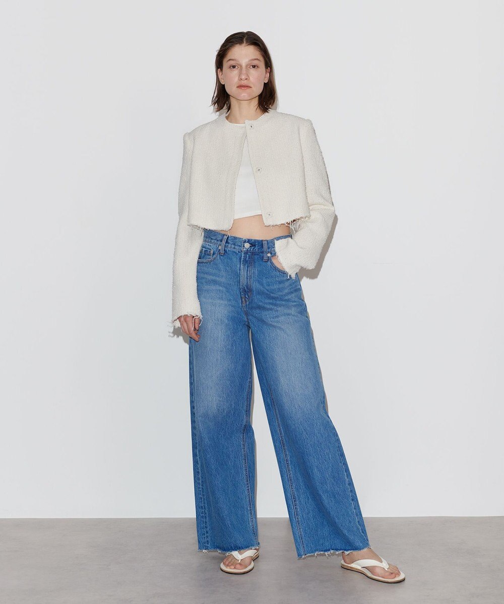 NAVE 【Nave】ストライプツィード クロップドジャケット 