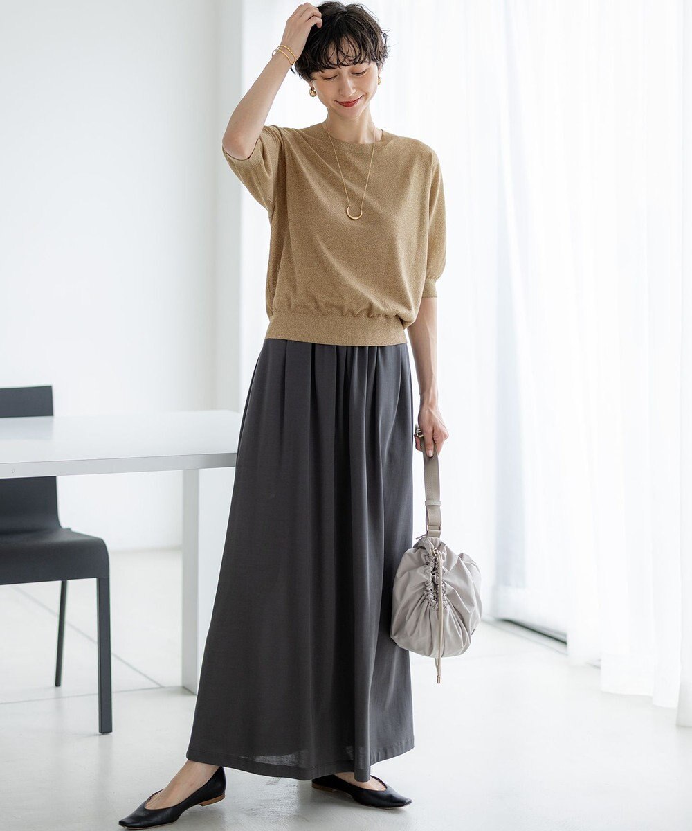 23区 【WEB&一部店舗限定/接触冷感/洗える】ツイストコットンプレーティング スカート 