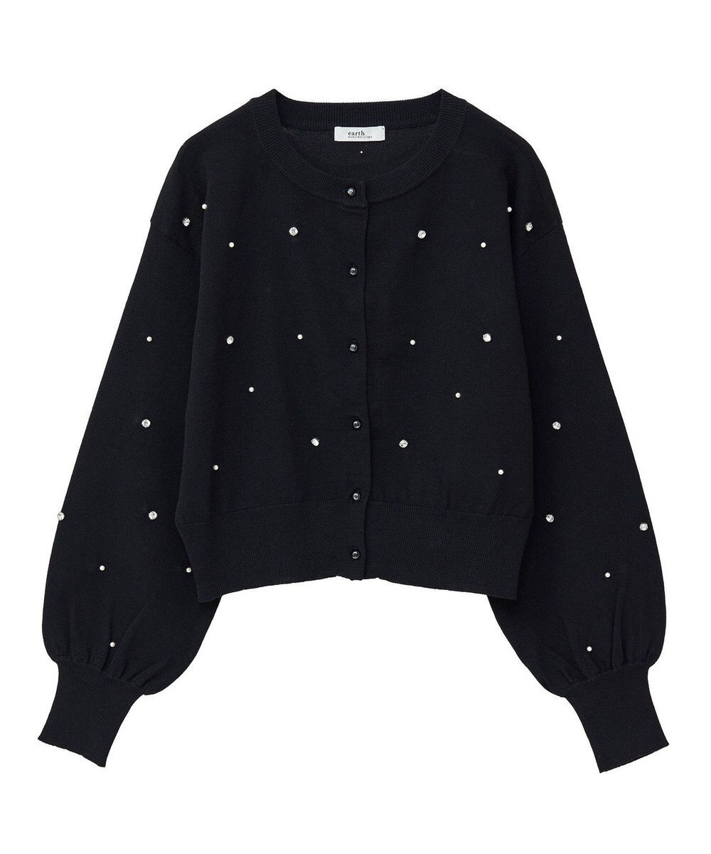 earth music&ecology パール＆ビジューカーディガン 