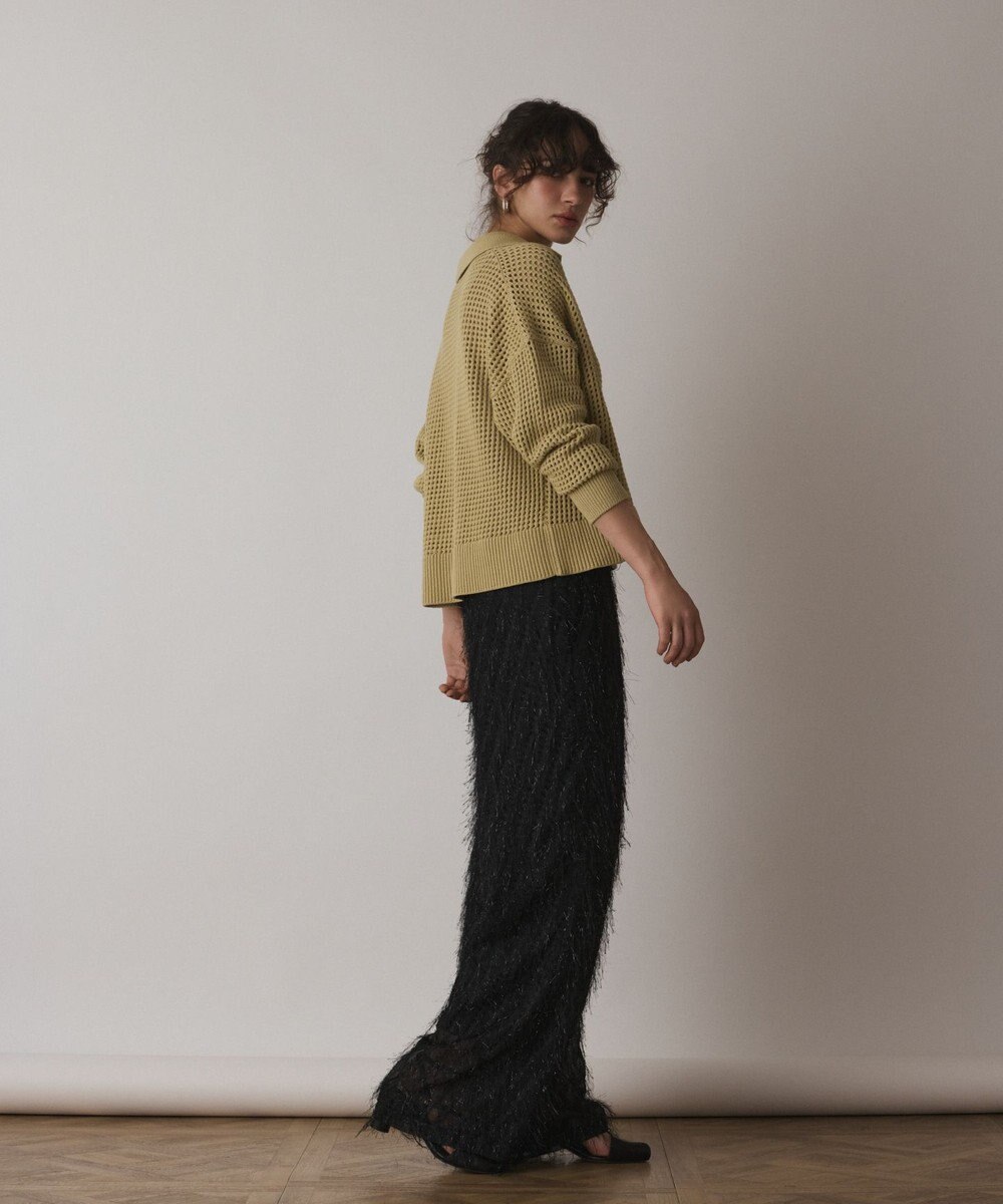 GRACE CONTINENTAL メッシュVネックニットトップ 