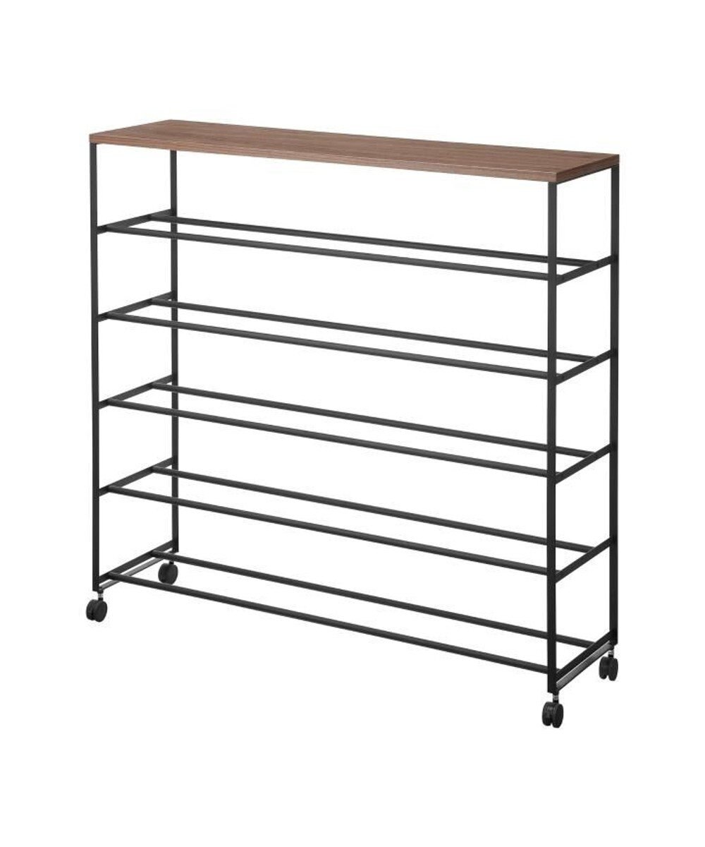 tower 天板付きシューズラック タワー 5段 キャスター付 W90 ブラック 