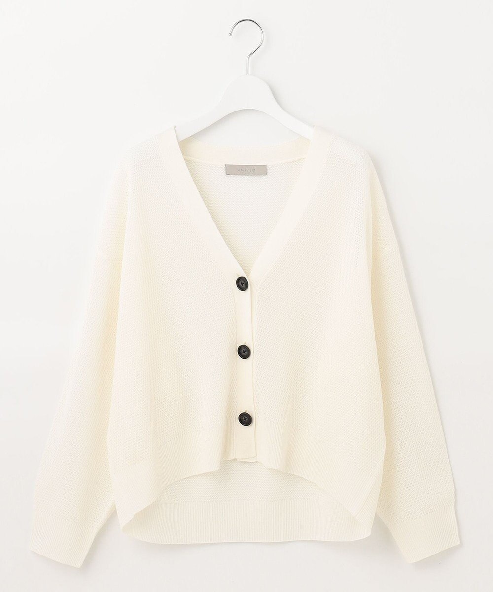 UNFILO L リネンリンクスメッシュ　カーディガン 