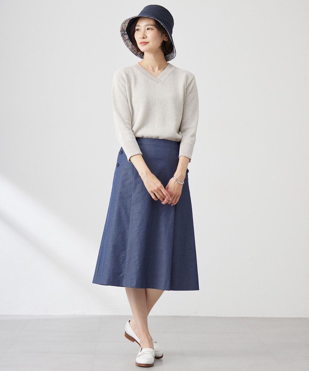 J.PRESS LADIES 【洗える】リネンツイル Aライン スカート 