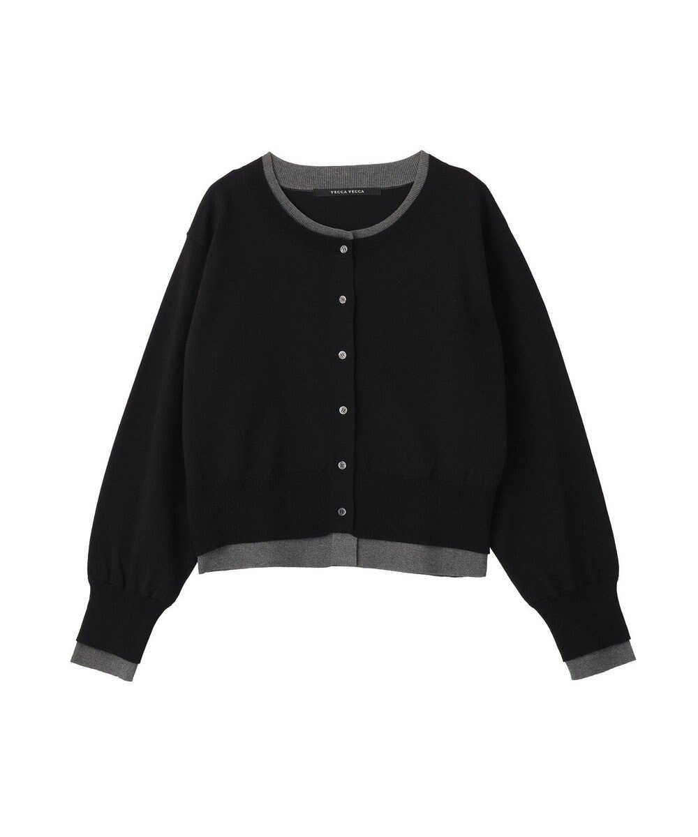 YECCA VECCA 2wayレイヤードクルーネックカーディガン 