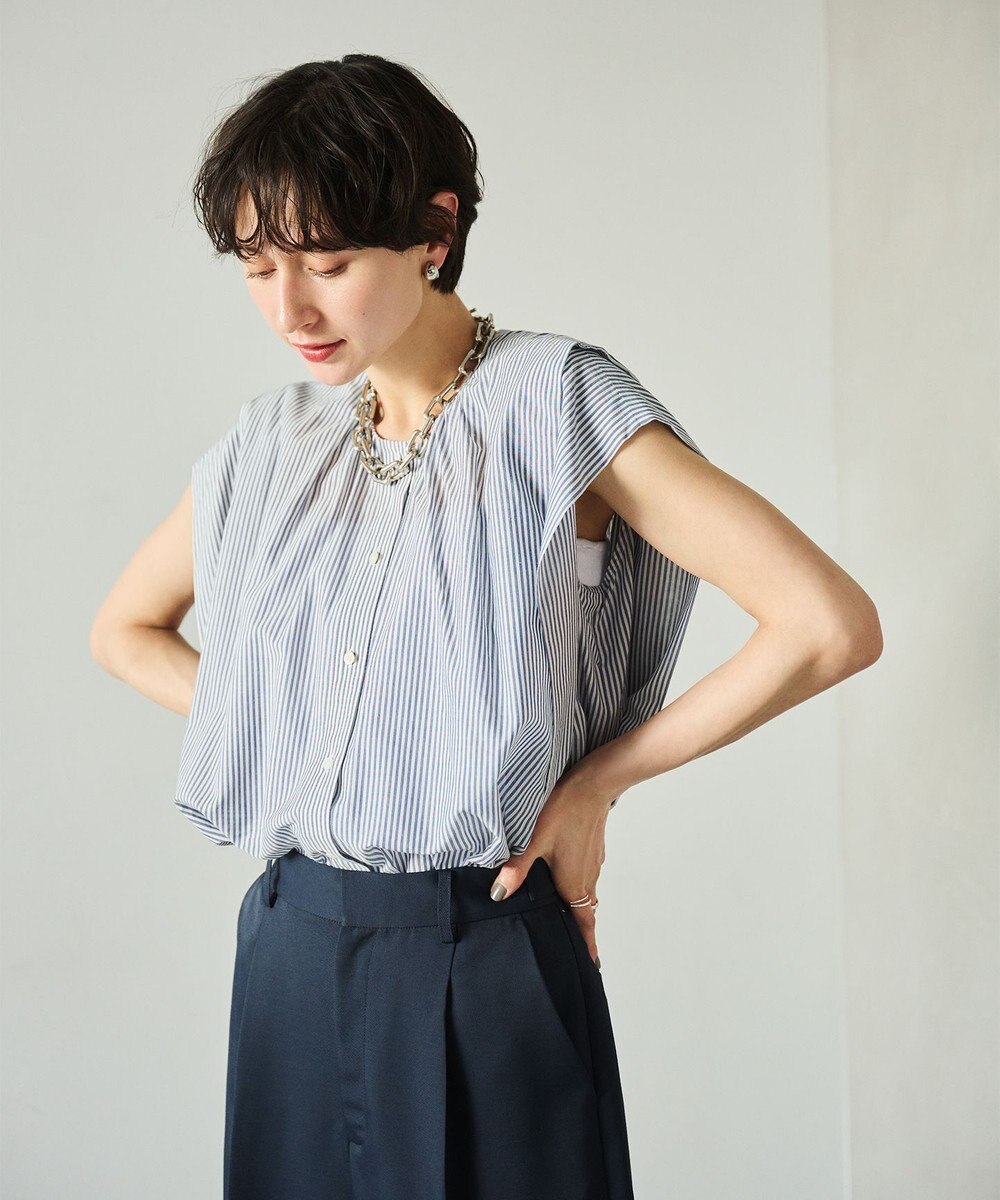 #Newans 【金子綾さんインスタライブご紹介アイテム】マルチストライプノースリーブシャツ 