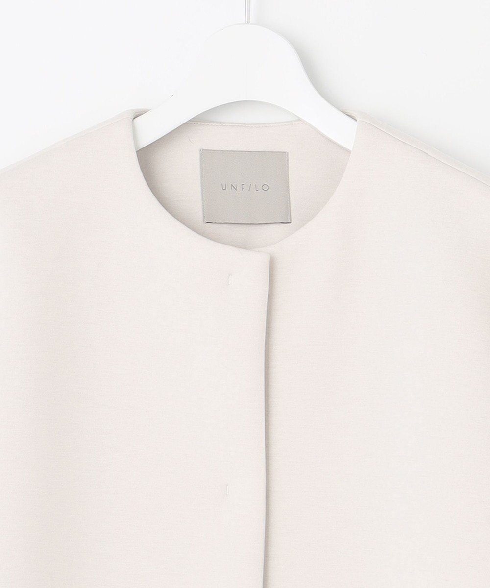 UNFILO 【洗える/シワになりにくい】ダブルフェイスジャージー　ノーカラー 