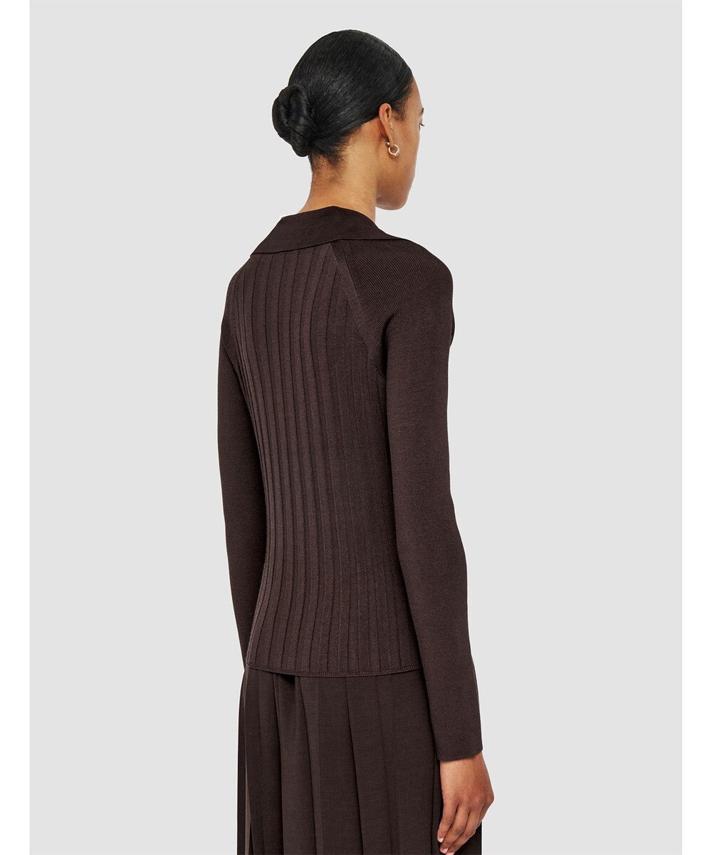 JOSEPH 【洗える】サティニーリブ　ロングスリーブポロニット 