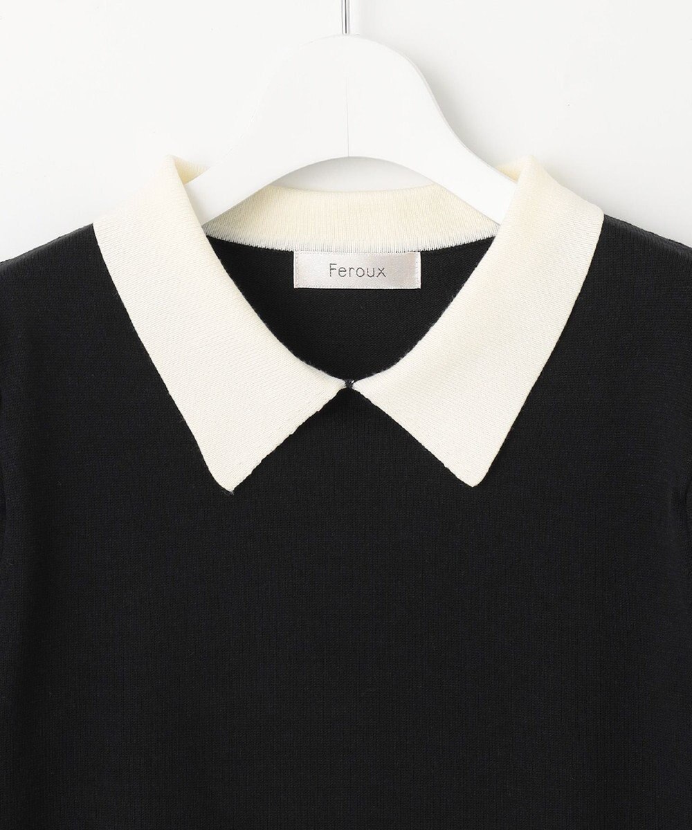 Feroux 【洗える】バイカラー襟 ニット 