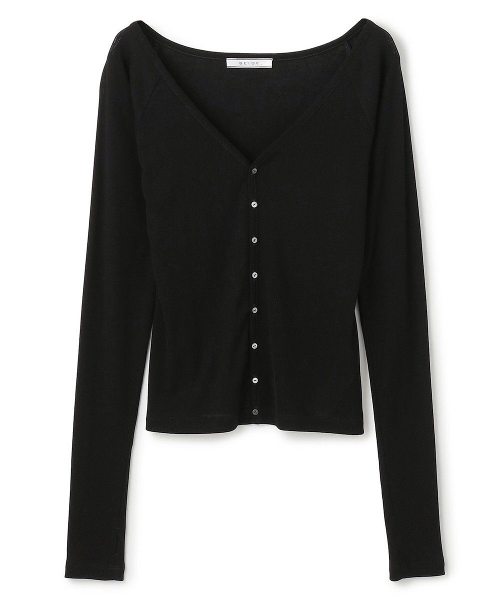 BEIGE， 【洗える・BAILA 10月号掲載】MARINO / 2WAYリブコンパクトカーディガン 