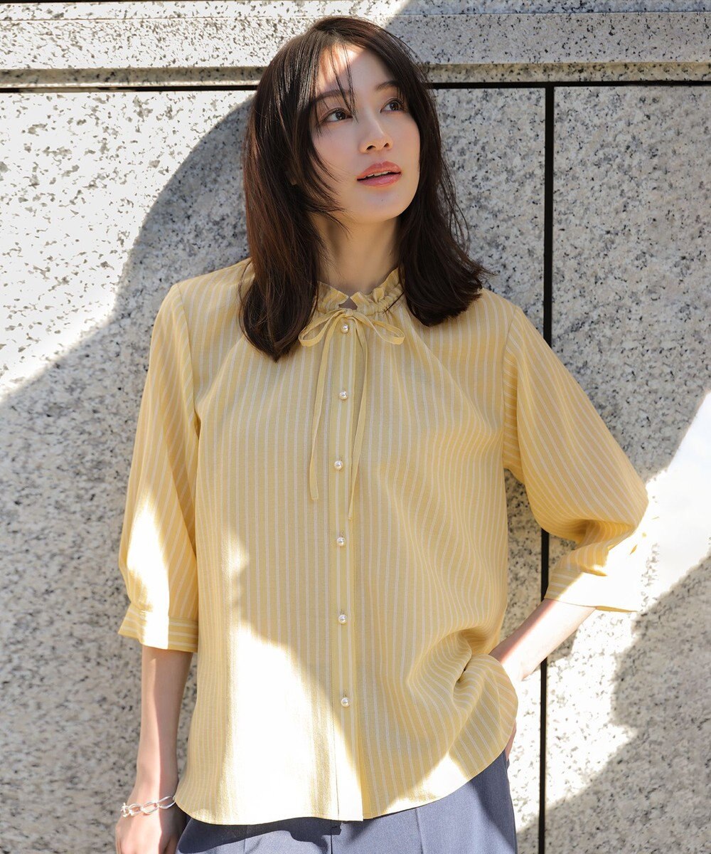 ANY SIS 【2WAY】スムージーポリエステル フリルネック ブラウス 