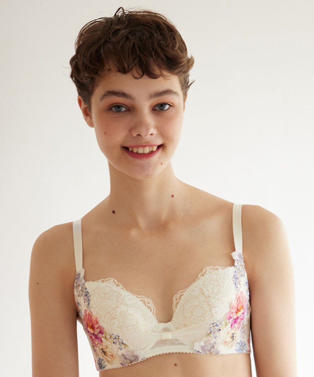 WACOAL ブラジャー 【リボンブラ 脇すっきり】 脇高設計 着やせシルエット 動いても谷間キープ Gカップまで対応 大きいサイズ レディース BXB443 /ワコール 