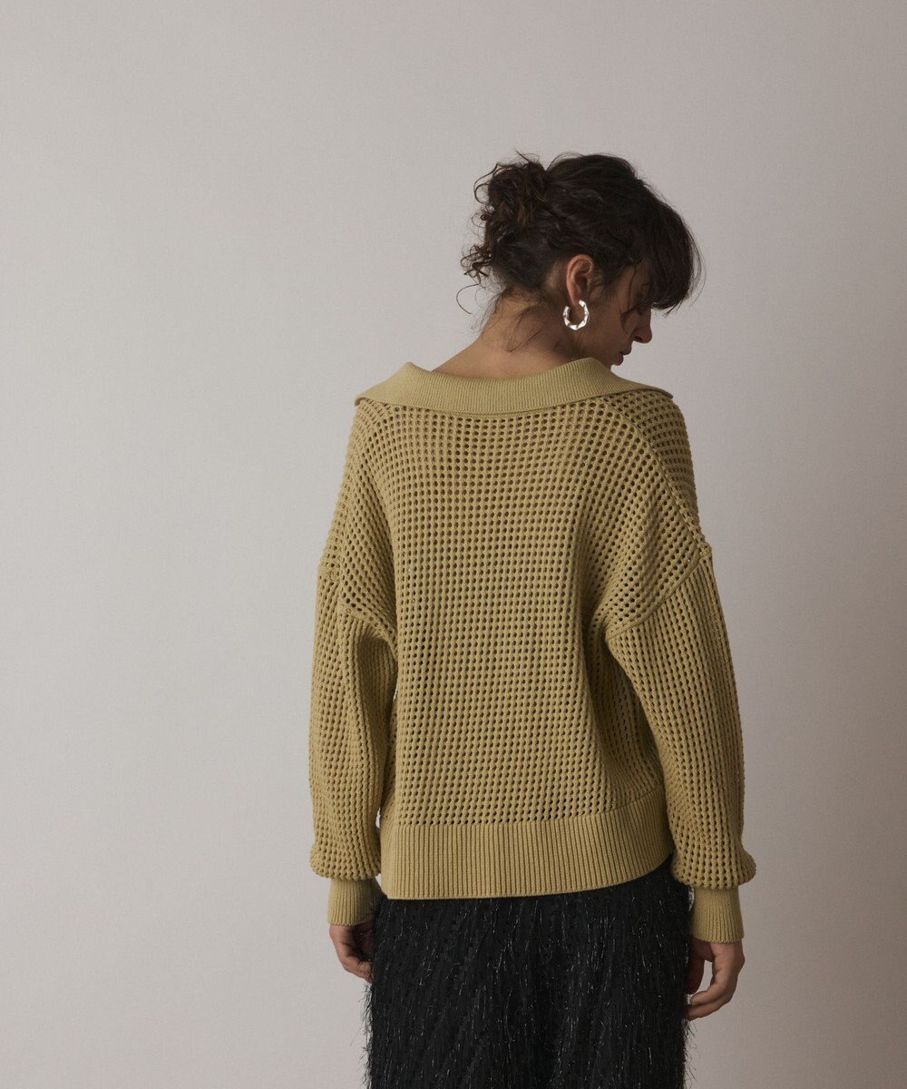 GRACE CONTINENTAL メッシュVネックニットトップ 