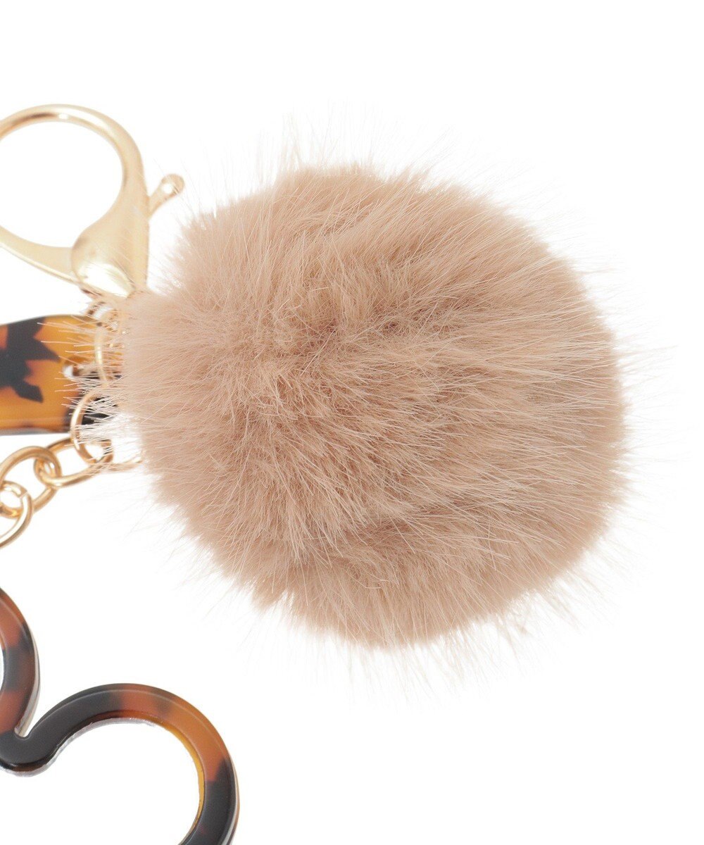 earth music&ecology ファーポンポン＋べっ甲柄ミラー付きチャーム 