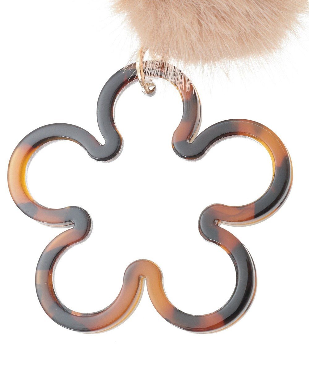 earth music&ecology ファーポンポン＋べっ甲柄ミラー付きチャーム 