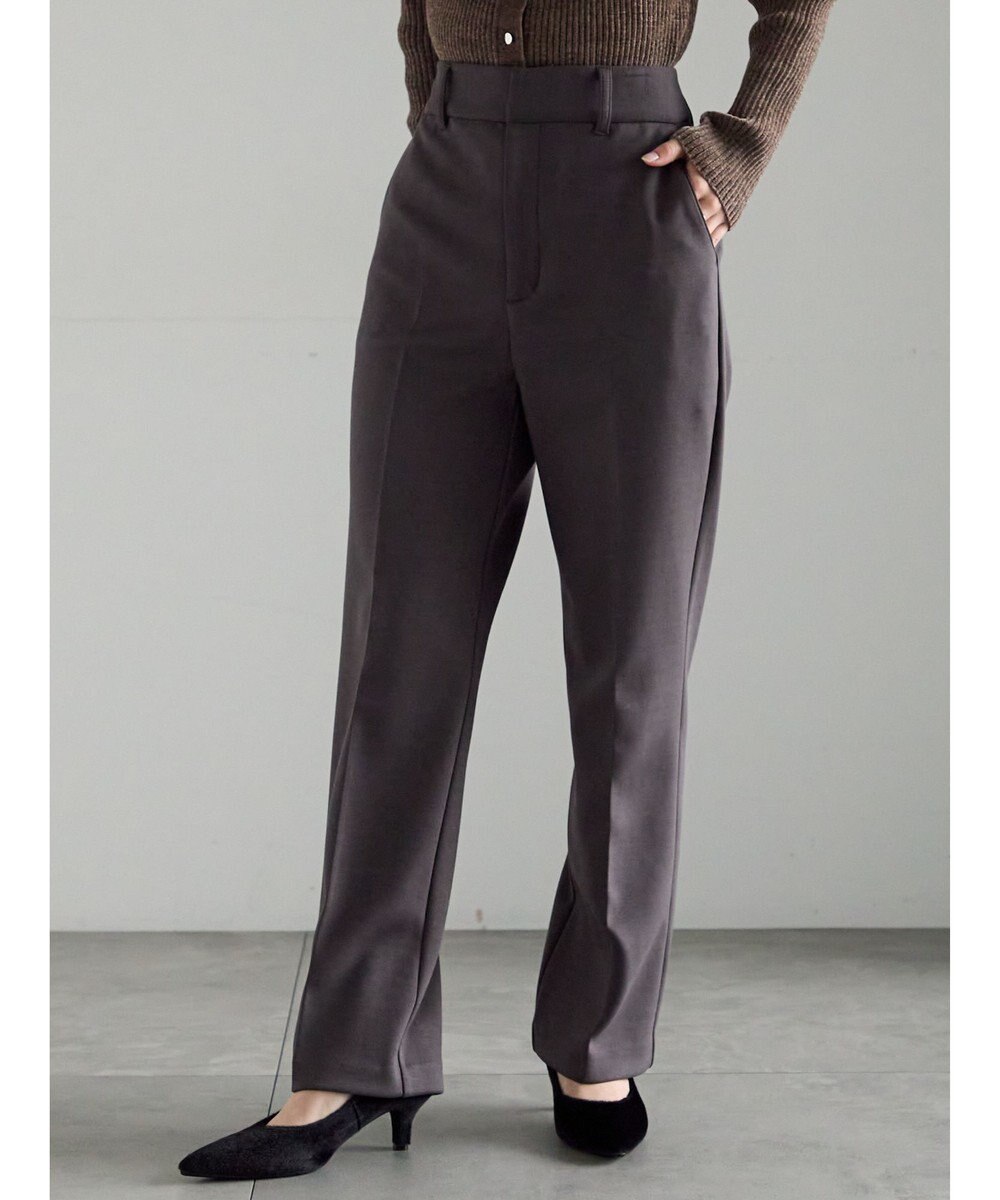 Te chichi 裏起毛パイピングストレートパンツ 