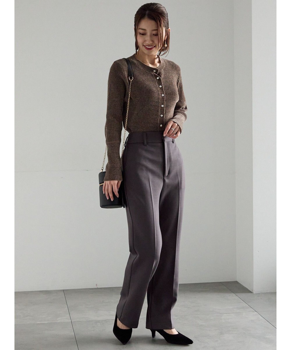 Te chichi 裏起毛パイピングストレートパンツ 