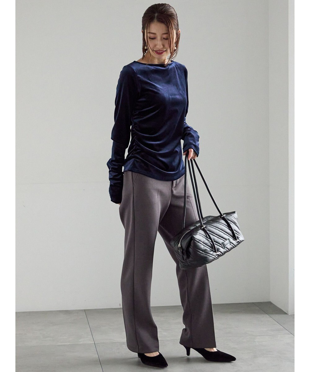 Te chichi 裏起毛パイピングストレートパンツ 