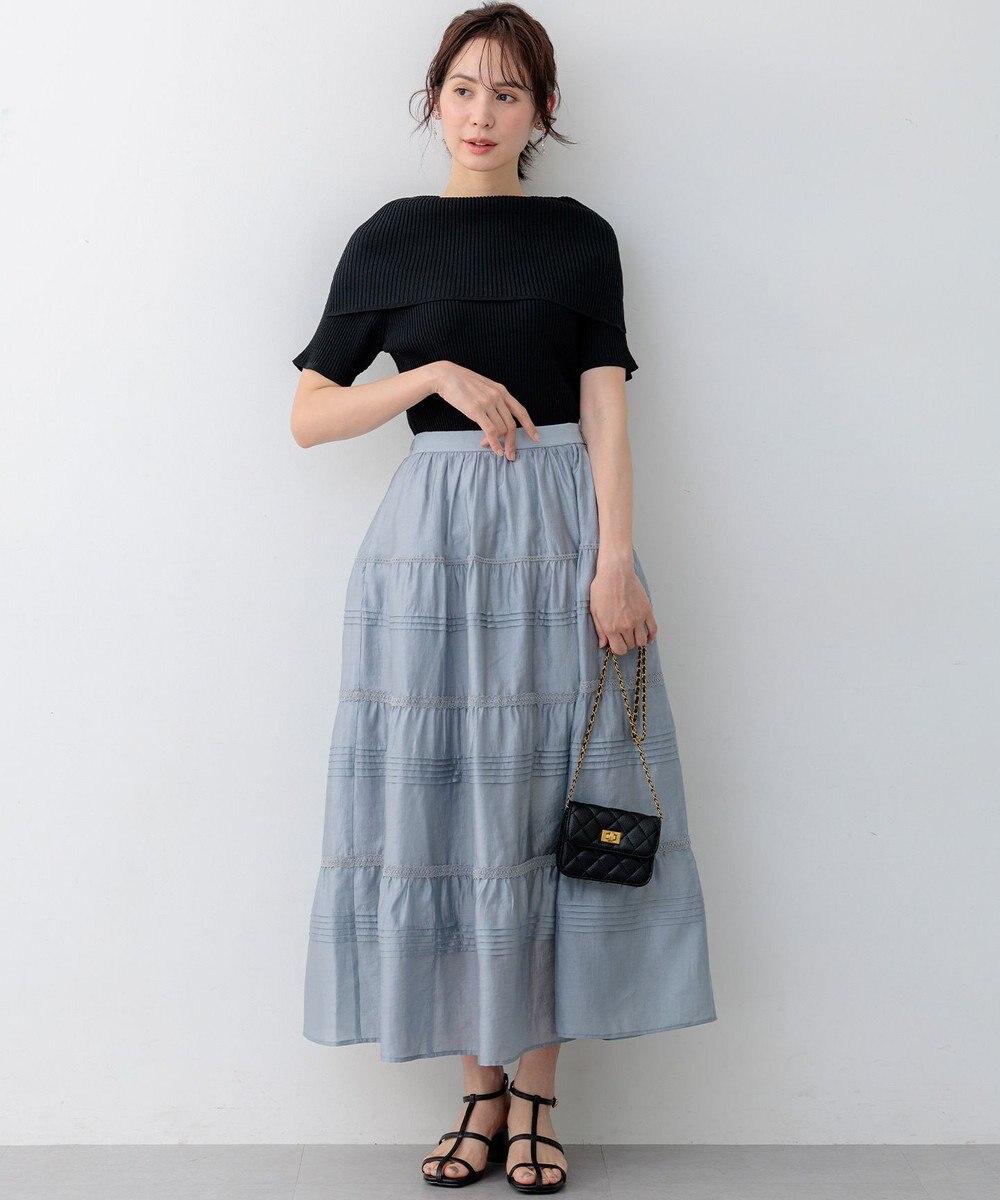 組曲 【WEB限定】クリアストレッチオフショルダー ニット 