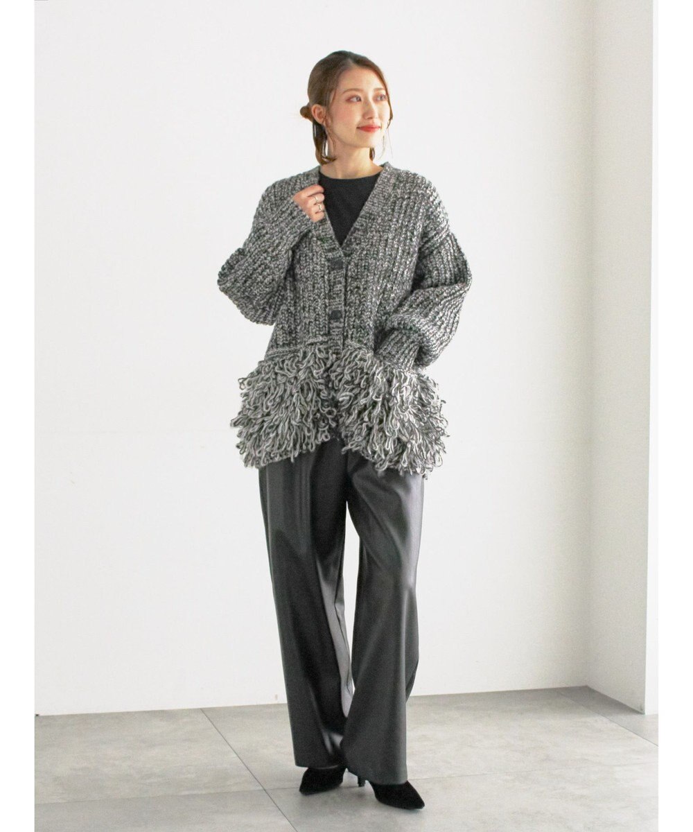 Te chichi ループ編みVネックミドルカーディガン 