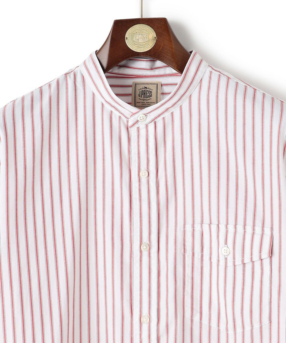 J.PRESS MEN 【WEB・一部店舗限定】ドビーマルチストライプ バンドカラーシャツ 