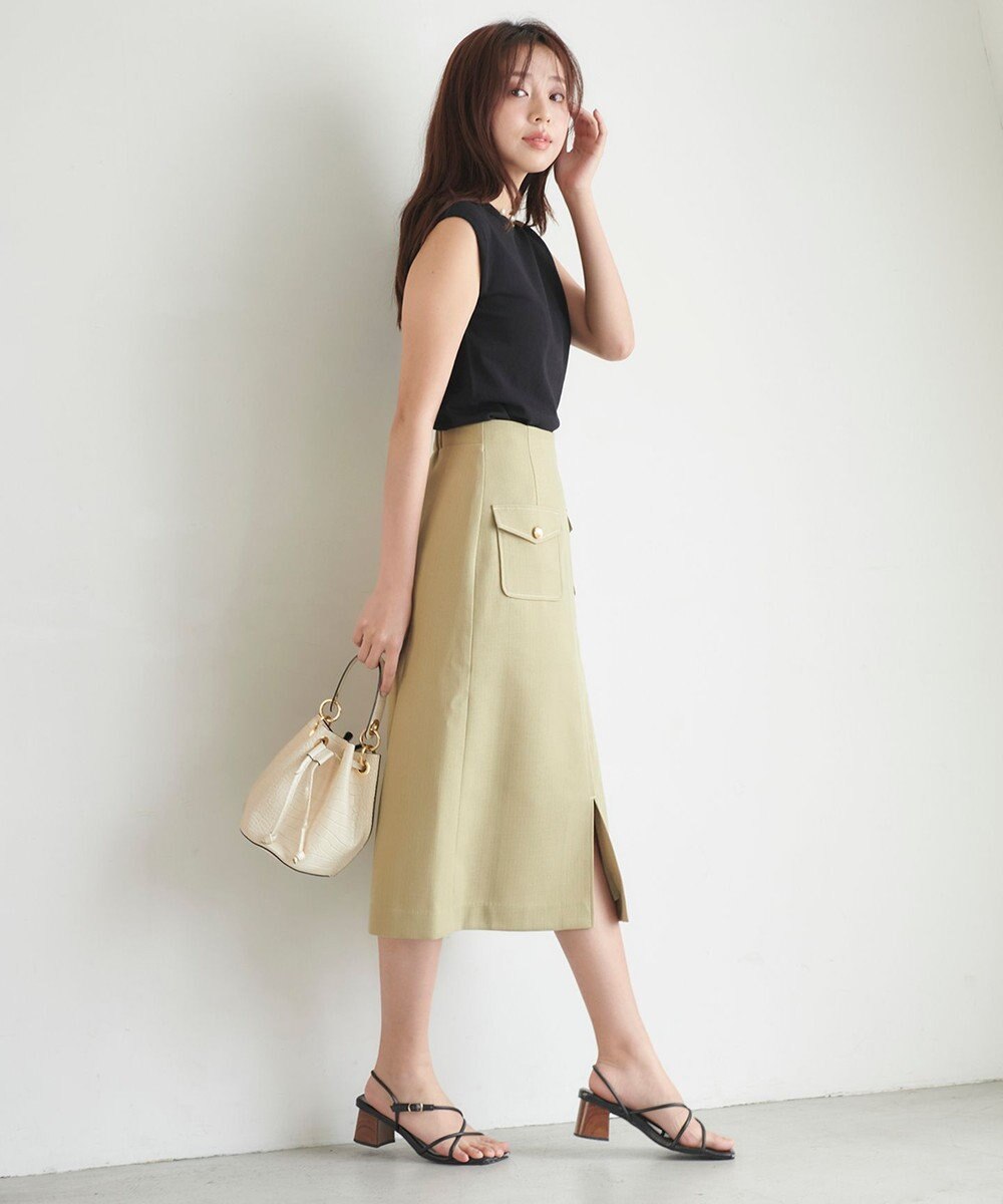 Feroux 【洗える】フラップナロー スカート 