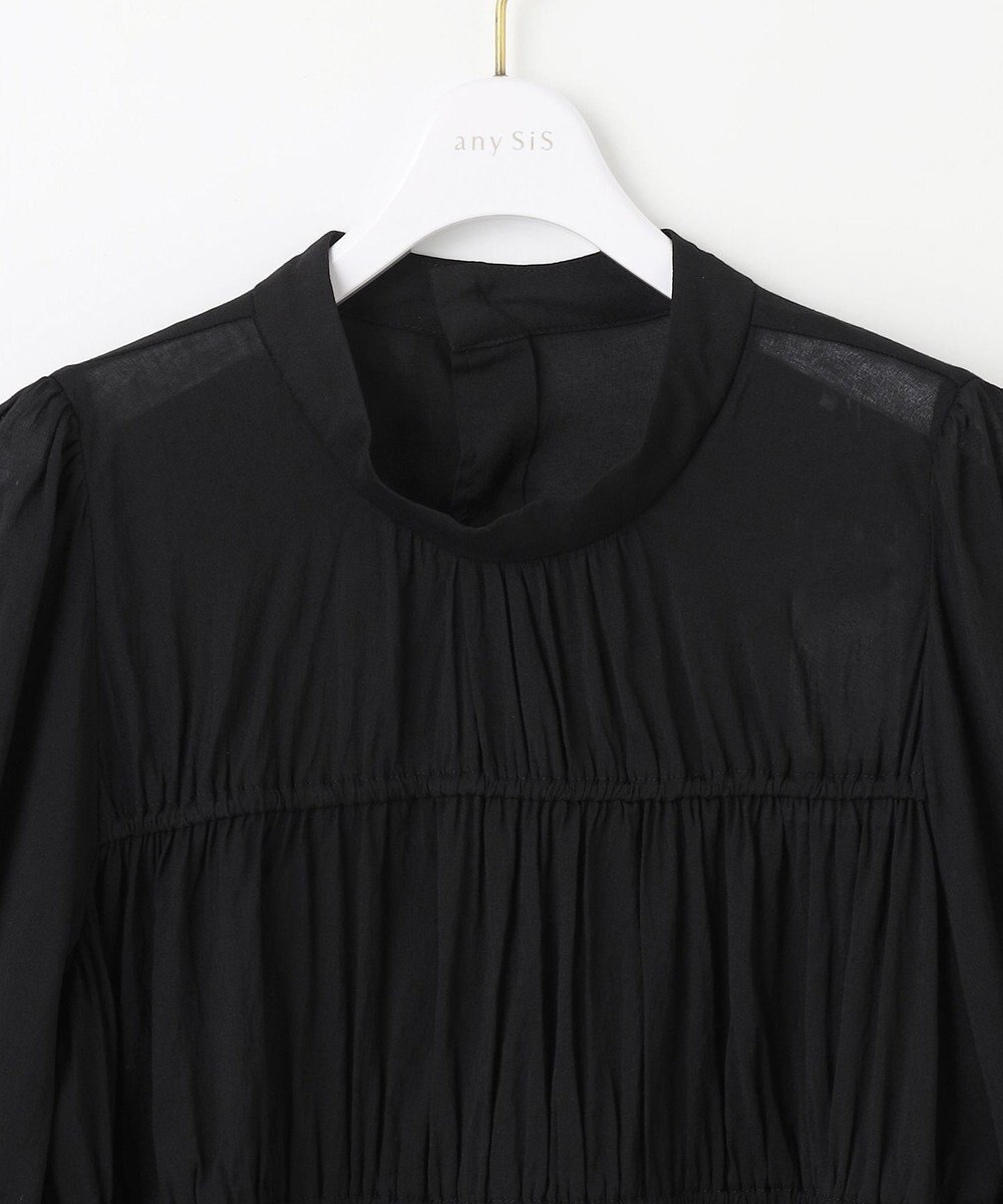 ANY SIS 【洗える】シャーリングシアー ブラウス 