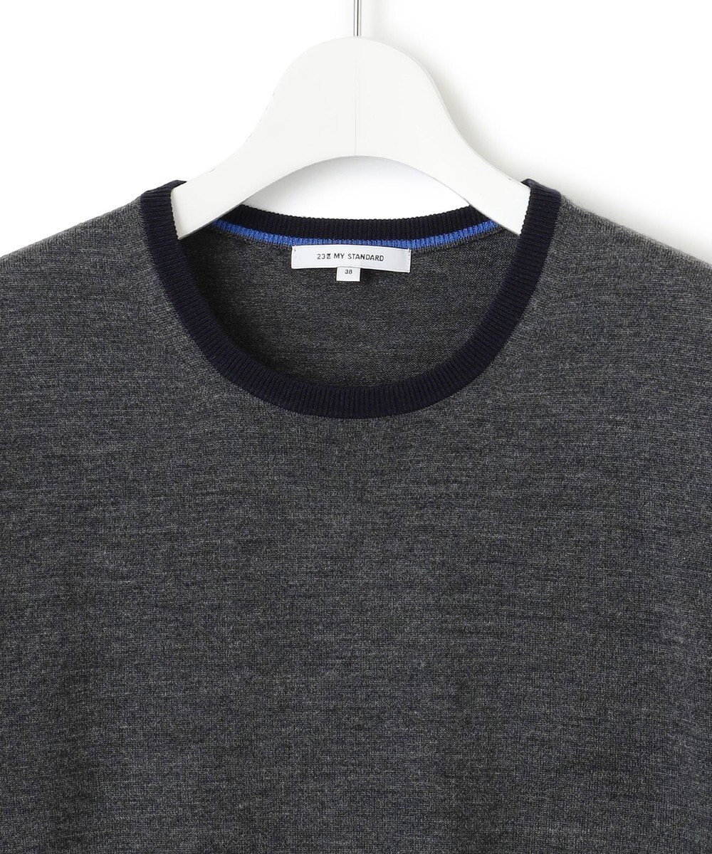 23区 【洗える/アンサンブル対応】サステナブルウール 半袖バイカラー ニット 