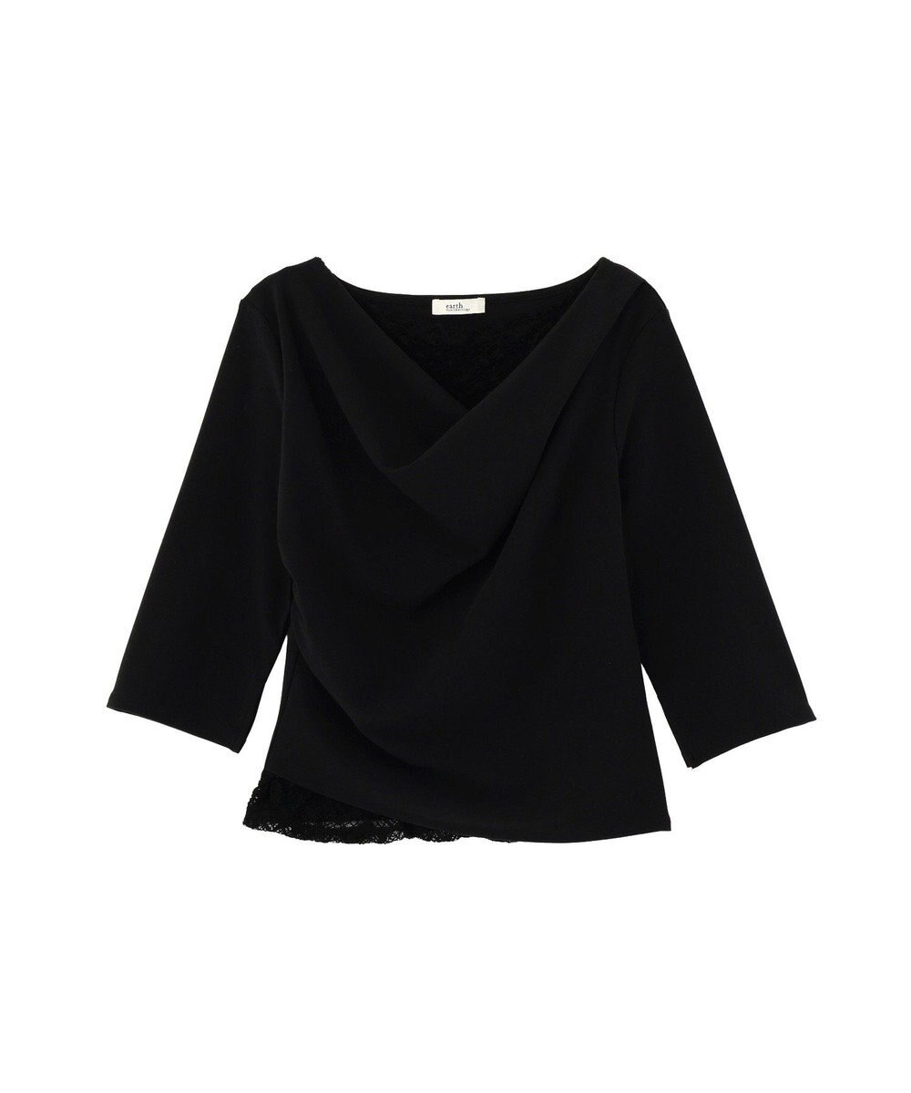 earth music&ecology レースレイヤードドレーププルオーバー 
