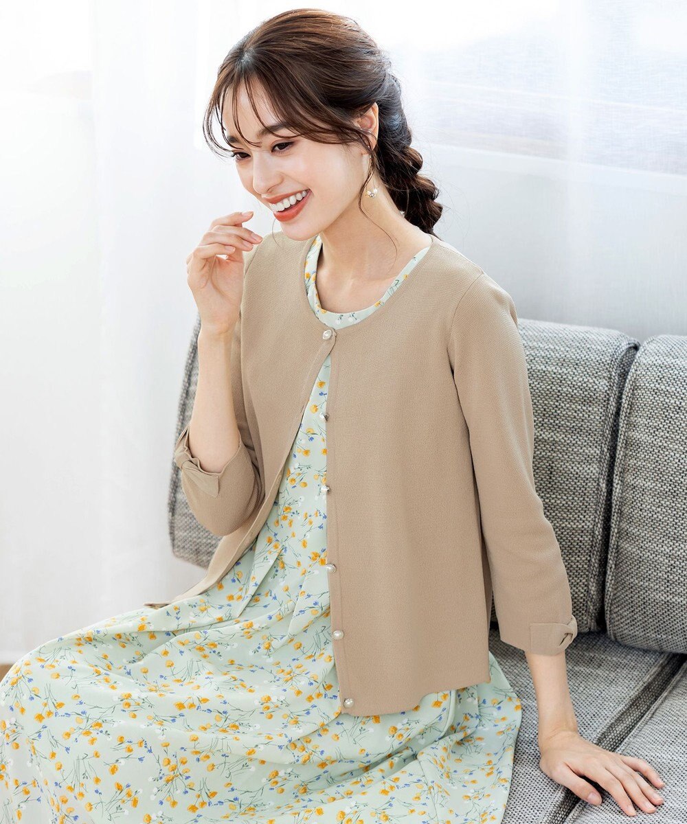 Tiaclasse L 【洗える】ミラノリブ編みが大人上品なリボンニットカーディガン 