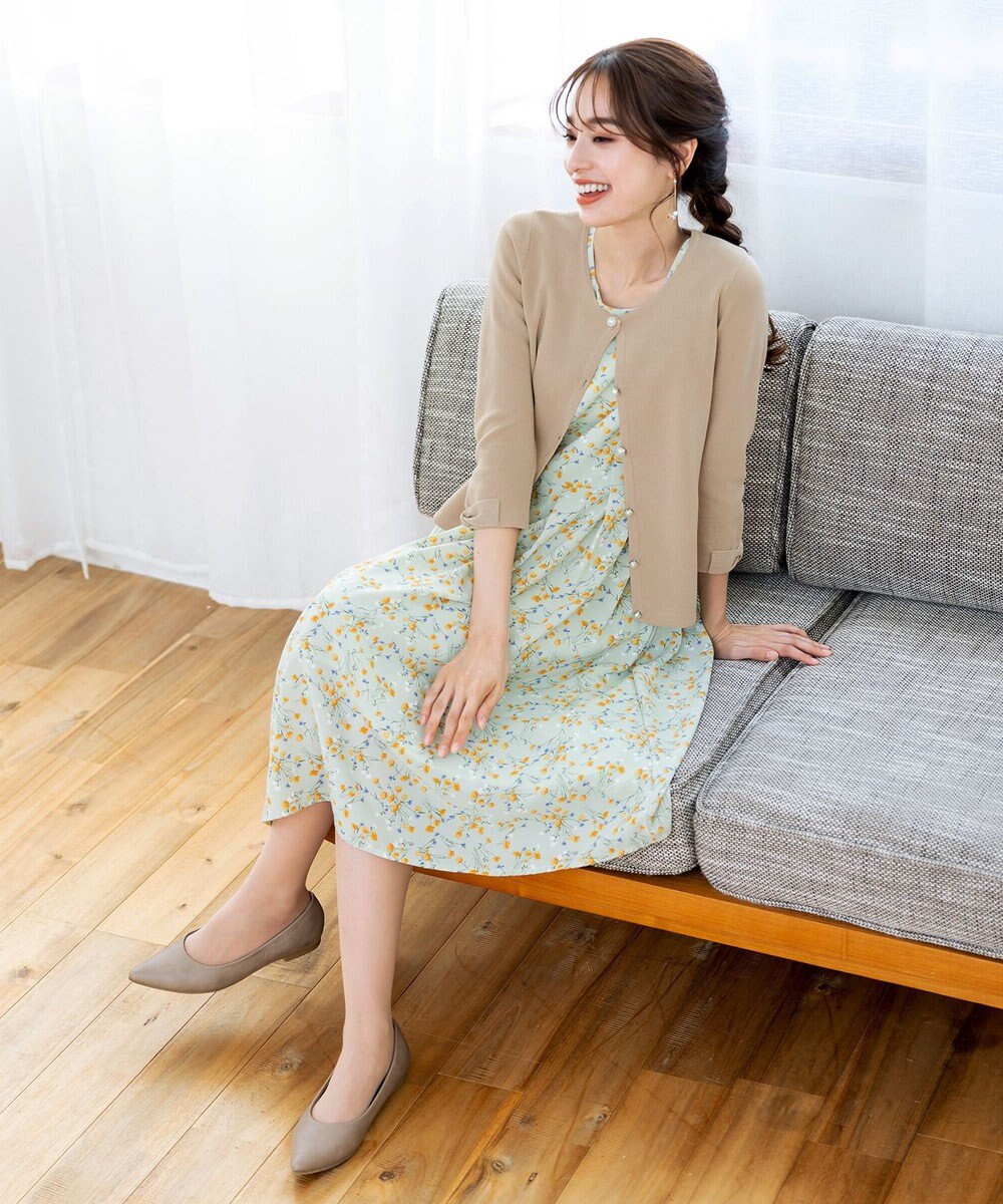 Tiaclasse L 【洗える】ミラノリブ編みが大人上品なリボンニットカーディガン 