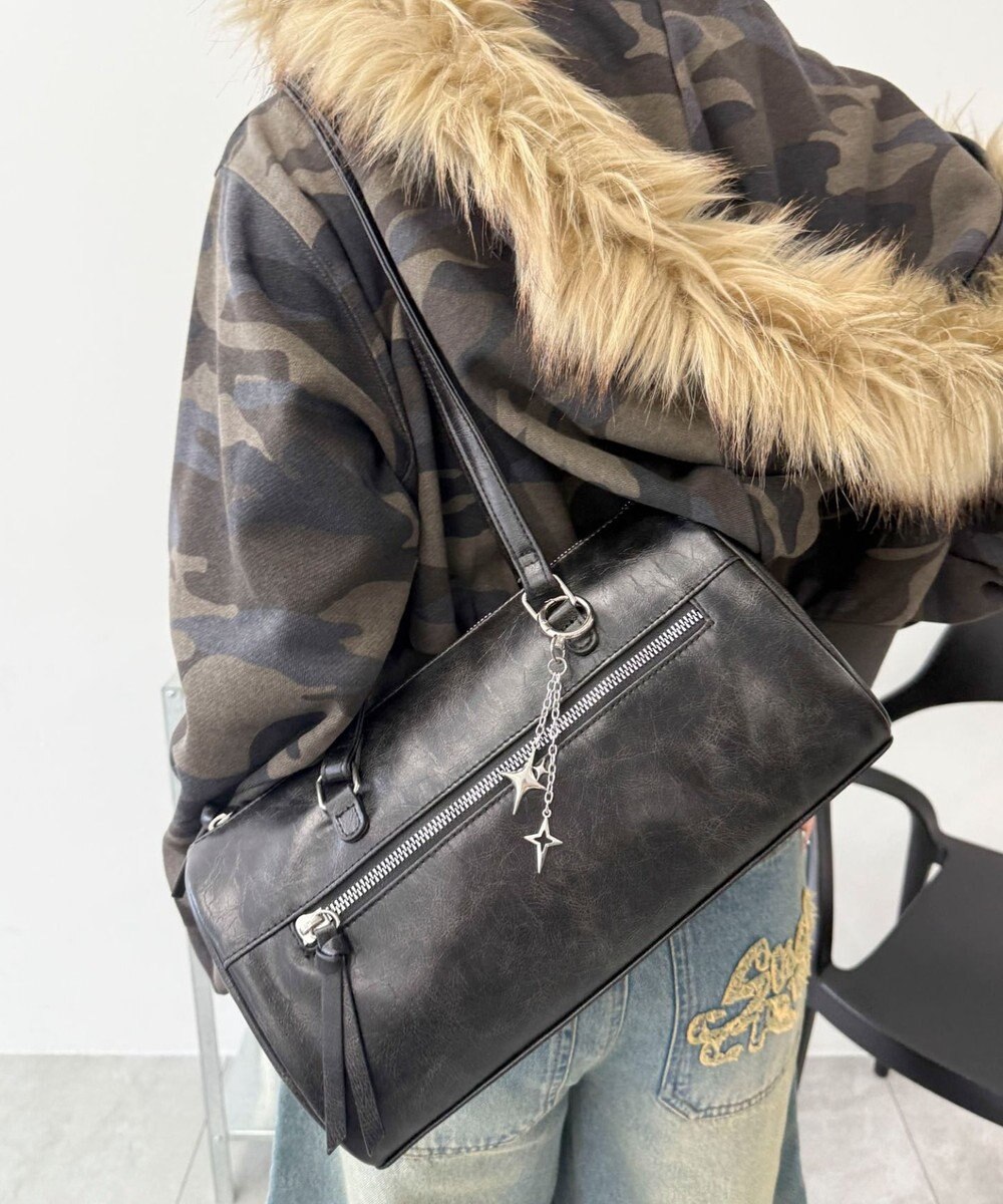 WEGO キラキラチャーム付きドラムボストンバッグ 