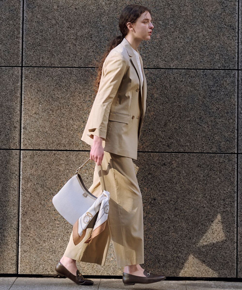 J.PRESS LADIES 【人気素材・セットアップ対応】セルロースリネンストレッチ ダブル ジャケット 