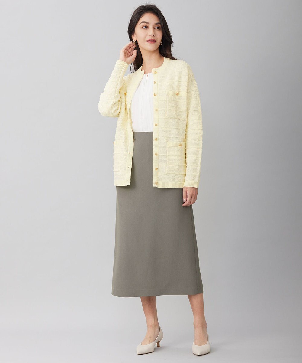 自由区 【WEB限定カラーあり・洗える】テクスチャーコットンブレンドニット アウター 