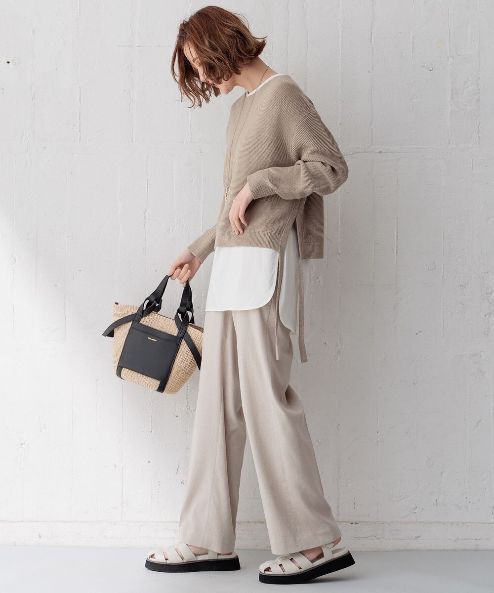 23区 【洗える/セットアップ対応】アイアスマットストレッチ セミワイド パンツ 