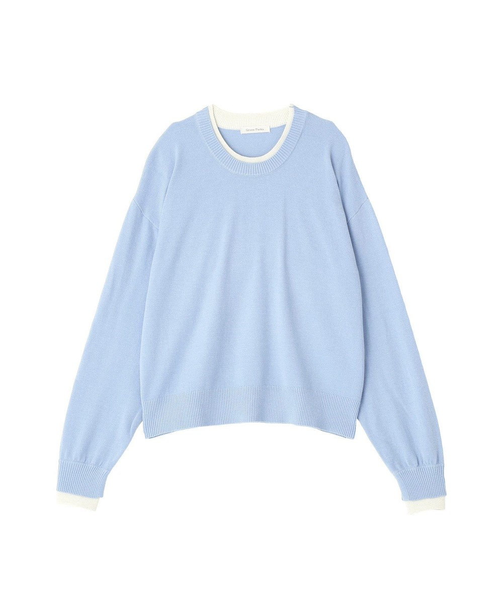 Green Parks アンチピリングレイヤード風ニットプルオーバー 